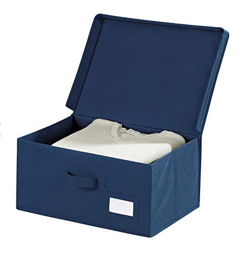 WENKO Storage Box Air L-Breathable Fleece, 44 x 19 x 33 cm, Blue