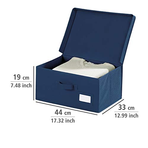 WENKO Storage Box Air L-Breathable Fleece, 44 x 19 x 33 cm, Blue
