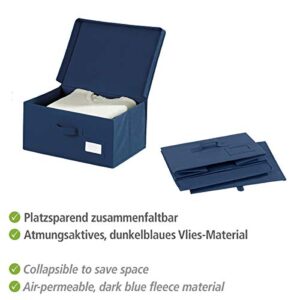 WENKO Storage Box Air L-Breathable Fleece, 44 x 19 x 33 cm, Blue