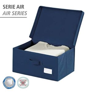 WENKO Storage Box Air L-Breathable Fleece, 44 x 19 x 33 cm, Blue