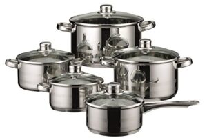 elo skyline stainless steel kitchen induction cookware pots and pans set with air ventilated lids, 10-piece