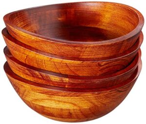 lipper international cherry finished wavy rim serving bowls for fruits or salads, matte, small, 7.5″ x 7.25″ x 3″, set of 4 bowls