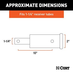 CURT 45790 Trailer Hitch Receiver Adapter, 1-1/4 to 2-Inch, 10-In Extension, 350 lbs