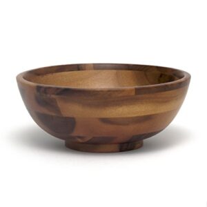 lipper international acacia footed round flared serving bowl for fruits or salads, small, 7″ diameter x 3″ height, single bowl
