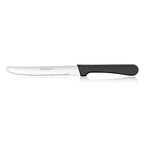 Cuisinox Black Handle Stainless Steel Steak Knives, Set of 12