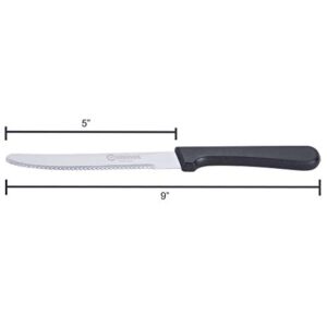 Cuisinox Black Handle Stainless Steel Steak Knives, Set of 12