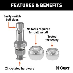 CURT 42280 2 and 2-5/16-Inch Chrome Steel Switch Ball Set, Up to 8,000 lbs. GTW