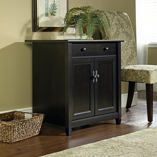 Sauder 408696 Edge Water Utility Cart/Stand, L: 28.19" x W: 19.45" x H: 29.02", Estate Black finish