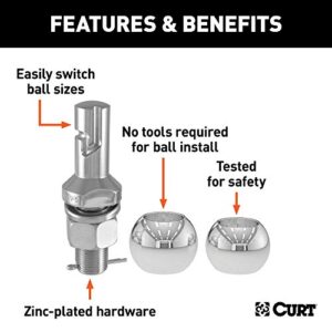 CURT 42178 1-7/8 and 2-Inch Chrome Steel Switch Ball Set, Up to 6,000 lbs. GTW