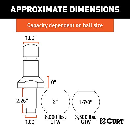 CURT 42178 1-7/8 and 2-Inch Chrome Steel Switch Ball Set, Up to 6,000 lbs. GTW