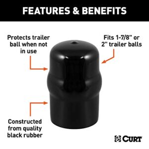 CURT 21800 Black Rubber Trailer Hitch Ball Cover, 1-7/8 or 2-Inch Diameter