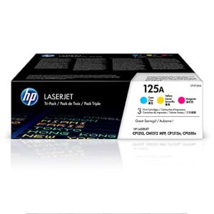 Original HP 125A Cyan, Magenta, Yellow Toner Cartridges (3-pack) | Works with HP Color LaserJet CM1312 MFP Series, HP Color LaserJet CP1215, CP1515, CP1518 Series | CE259A