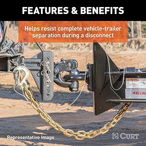 CURT 80316 35-Inch Trailer Safety Chain with 3/8-In Clevis Snap Hook, 24,000 lbs Break Strength