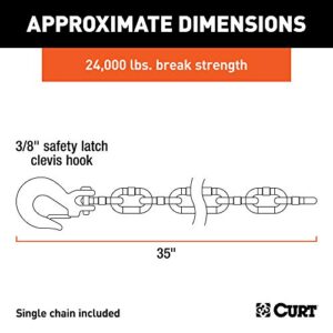 CURT 80316 35-Inch Trailer Safety Chain with 3/8-In Clevis Snap Hook, 24,000 lbs Break Strength