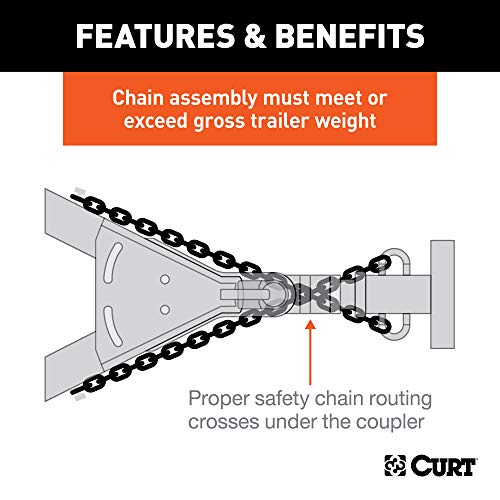 CURT 80313 27-Inch Trailer Safety Chain with 7/16-In Snap Hook, 5,000 lbs Break Strength