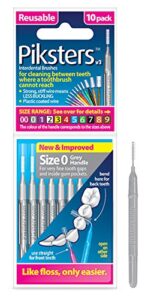 piksters interdental brushes (1 pack of 10 brushes, size 0 (grey)