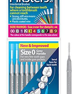 Piksters Interdental Brushes (1 Pack of 10 Brushes, Size 0 (Grey)