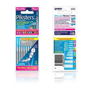 Piksters Interdental Brushes (1 Pack of 10 Brushes, Size 0 (Grey)