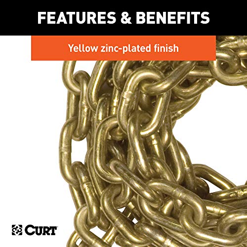 CURT 80309 14-Foot Transport Binder Chain, 3/8-Inch Clevis Hooks, 26,400 lbs Break Strength, Load Tie-Down, Trailer, Flatbed