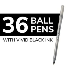 BIC Round Stic Xtra Life Ball Point Pen, Black, 36 Pack