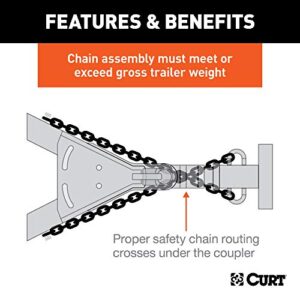 CURT 80304 35-Inch Trailer Safety Chain with 5/16-In Clevis Snap Hook, 18,800 lbs Break Strength