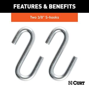 CURT 80010 48-Inch Trailer Safety Chain with 3/8-In S-Hooks, 2,000 lbs Break Strength