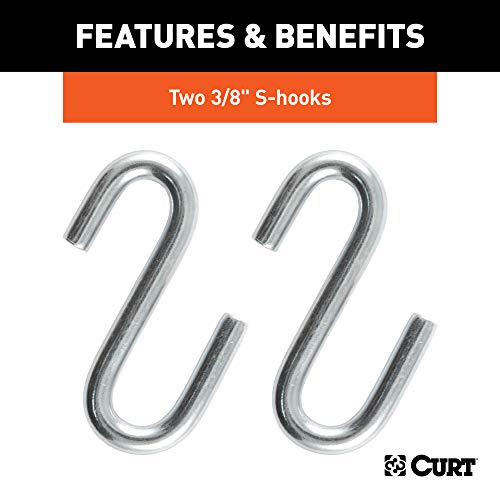 CURT 80010 48-Inch Trailer Safety Chain with 3/8-In S-Hooks, 2,000 lbs Break Strength