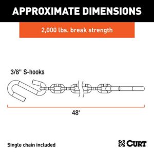 CURT 80010 48-Inch Trailer Safety Chain with 3/8-In S-Hooks, 2,000 lbs Break Strength