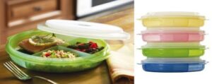 b.w. microwave divided plates with vented lids – (set of 4 in assorted colors)