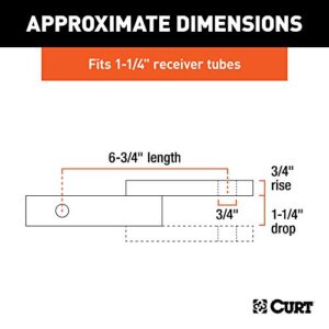 CURT 45518 Class 2 Trailer Hitch Ball Mount, Fits 1-1/4-Inch Receiver, 3,500 lbs, 3/4-Inch Hole, 1-1/4-In Drop, 3/4" Rise