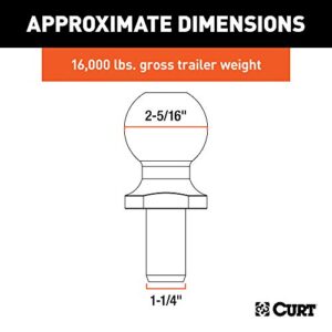 CURT 48830 Replacement 2-5/16-Inch Pintle Hitch Ball, 16,000 lbs, 1-1/4-Inch Shank Diameter