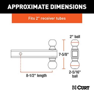 CURT 45660 Multi-Ball Trailer Hitch Ball Mount, 2, 2-5/16-Inch Balls, Fits 2-Inch Receiver, 10,000 lbs