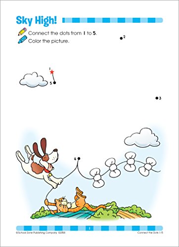 School Zone - Connect the Dots Workbook - 32 Pages, Ages 3 to 5, Preschool, Kindergarten, Dot-to-Dots, Counting, Number Puzzles, Numbers 1-10, Coloring, and More (School Zone Get Ready!™ Book Series)