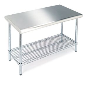 seville classics nsf commercial stainless steel top work table island utility cart prep station, for restaurant, kitchen, warehouse, garage, hotel, home, steel, 49″ w x 24″ d x 35.5″ h