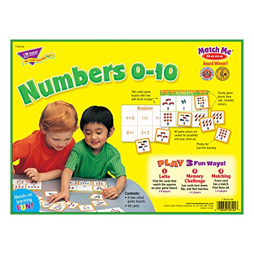 TREND ENTERPRISES: Match Me Game–Numbers 0-10, Learn Numbers and Practice Counting with Photos, Develop Matching and Memory Skills, Play 3 Fun Ways, Ages 3 and Up