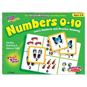 trend enterprises: match me game–numbers 0-10, learn numbers and practice counting with photos, develop matching and memory skills, play 3 fun ways, ages 3 and up