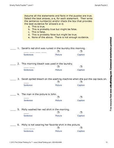 Smarty Pants Puzzles Level 1, Grades 3-12+