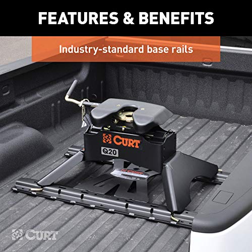 CURT 16310 X5 Gooseneck to 5th Wheel Adapter for B&W Hitches, Industry-Standard Base Rails, 20,000 lbs