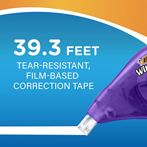 BIC Wite-Out Brand EZ Correct Correction Tape, 19.8 Feet, 4-Count Pack of white Correction Tape, Fast, Clean and Easy to Use Tear-Resistant Tape Office or School Supplies