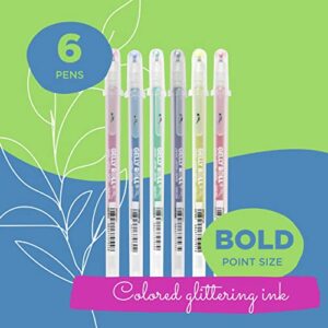 SAKURA Gelly Roll Stardust Galaxy Glitter Gel Pens - Bold Point Ink Pen for Lettering, Drawing, Invitations, & Stationery - Assorted Colored Ink - Bold Line - 6 Pack