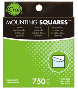 icraft mounting squares permanent adhesive, 750 count, 1/2 inch, white