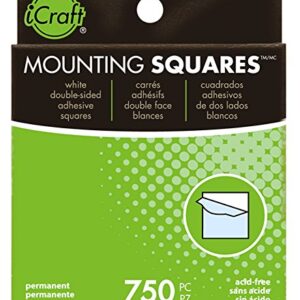 iCraft Mounting Squares Permanent Adhesive, 750 Count, 1/2 Inch, White
