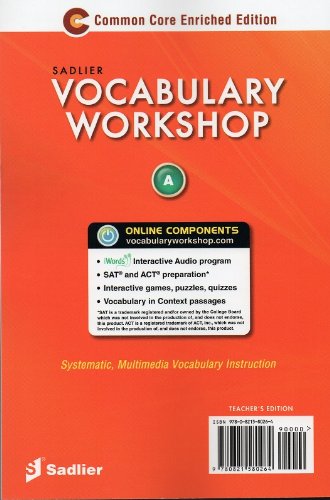 Vocabulary Workshop Common Core Enriched Edition Level A (Grade 6): Teacher Edition