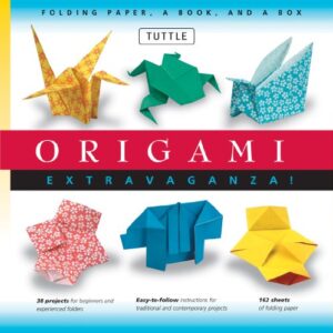 origami extravaganza! folding paper, a book, and a box: origami kit includes origami book, 38 fun projects and 162 origami papers: great for both kids and adults