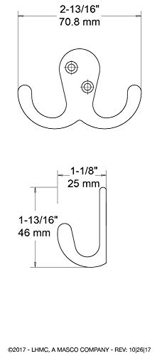 Liberty Hardware B46114Q-W-C5 Double Prong Robe Hook, White