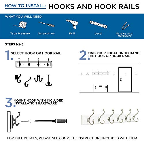 Brainerd R46121Y-WSN-L Five Arch Hook 27-inch Wide Architectural Hat and Coat Rail/Rack