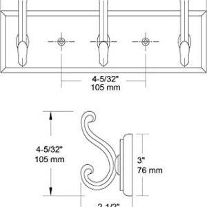 129854 Coat Rack, 10-Inch, Wall Mounted Coat Rack with 3 Decorative Hooks, Satin Nickel and White