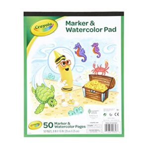 Crayola Marker & Watercolor Pad, 50 Blank Coloring Pages, Painting Paper, Art Supplies for Kids, Gifts