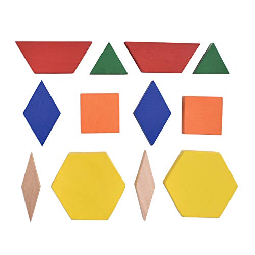 LEARNING ADVANTAGE Wood Pattern Blocks - Set of 250 - 6 Shapes and Colors - 1cm Thick - Early Geometry for Kids - Teach Shape Attributes, Patterning and Fractions