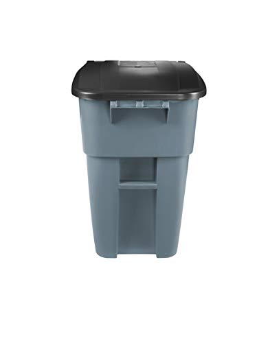 Rubbermaid Commercial Products Brute Rollout Trash/Garbage Can/Bin with Wheels, 50 GAL, for Restaurants/Hospitals/Offices/Back of House/Warehouses/Home, Gray (FG9W2700GRAY)